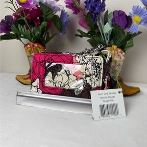 NWT Vera Bradley Mocha Rouge All in One Wristlet Retired Wristlet Wallet